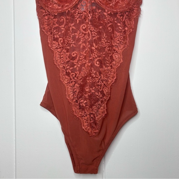 Princess Polly Lace Corset Bodysuit Burnt Orange Size 4 - Picture 4 of 6